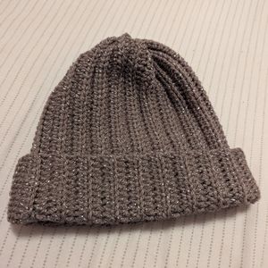 Handmade brown beanie with silver sparkles